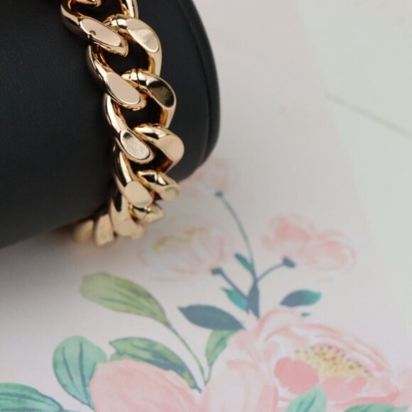 "Polished Rose Gold Chain Bracelet, Gold Plated, XPBL0888 - Picture 8 of 12